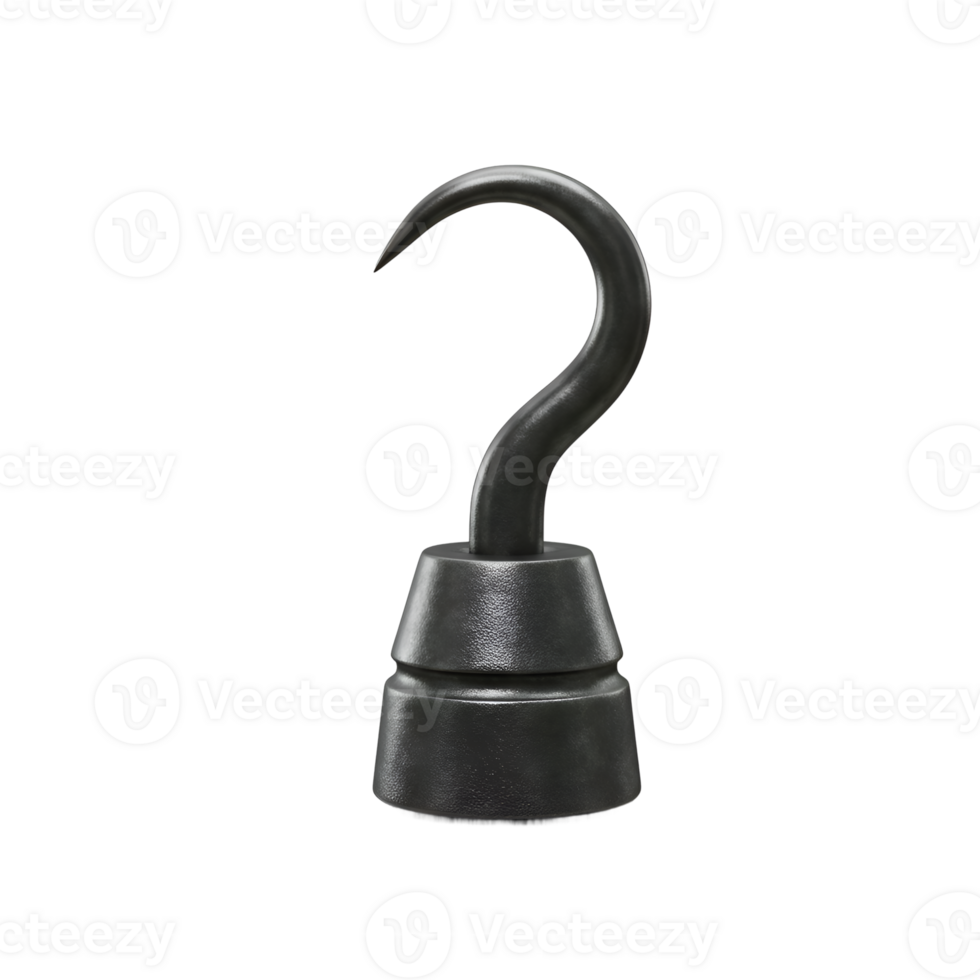 3D Render of a Pirate Hook on Transparent Background png