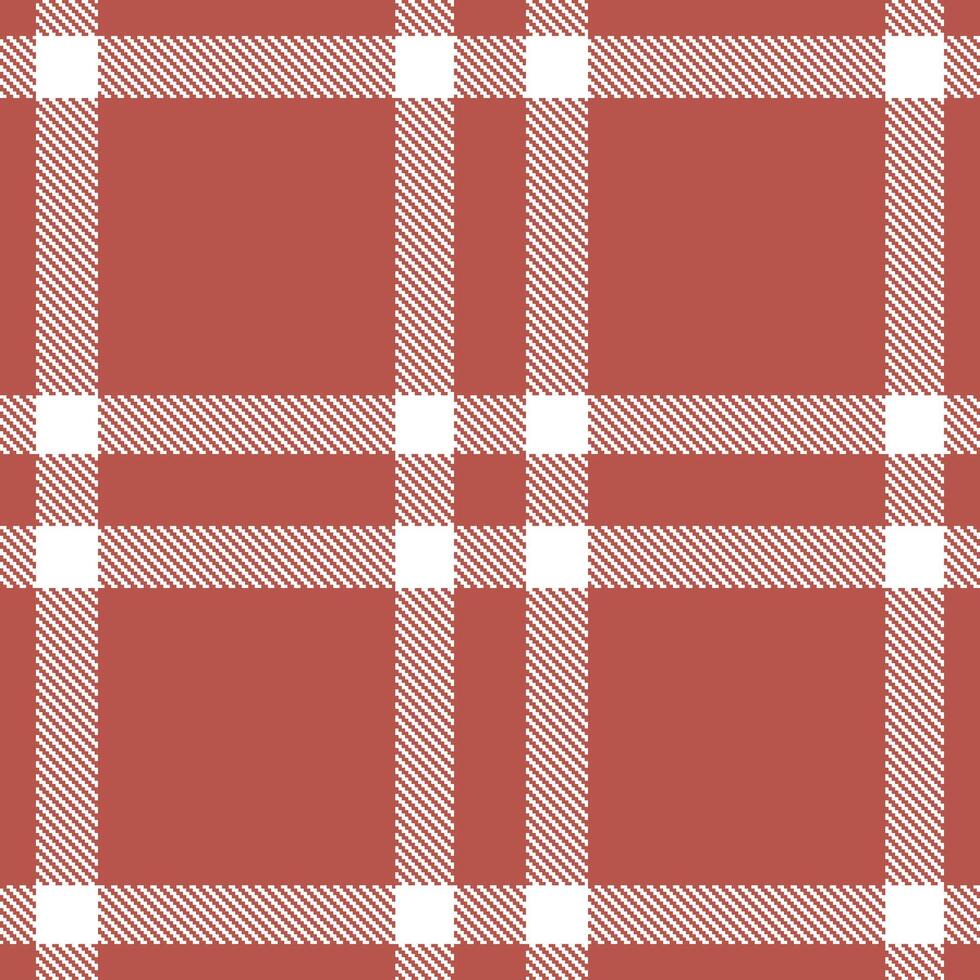 Deep Dark Salmon and Dusty White Seamless Tartan Textile Design vector
