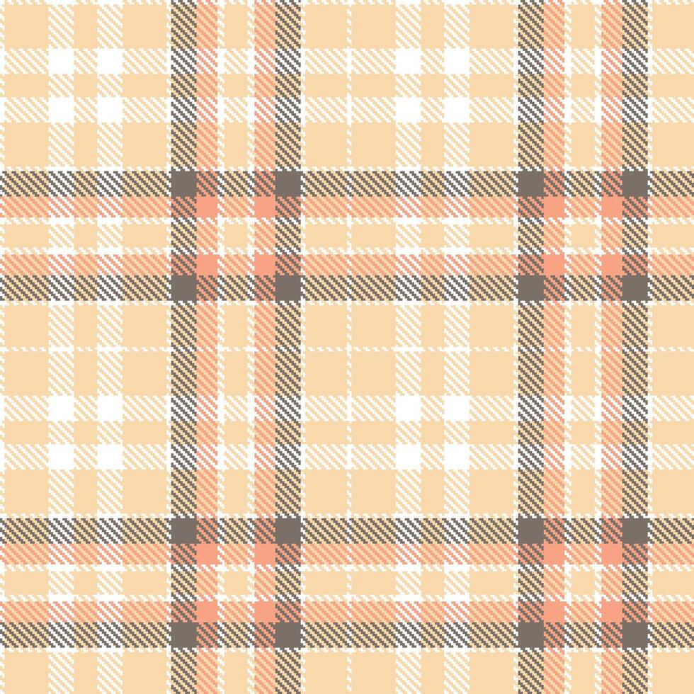 Bright White and Metallic Light Peach Seamless Tartan Textile Design vector