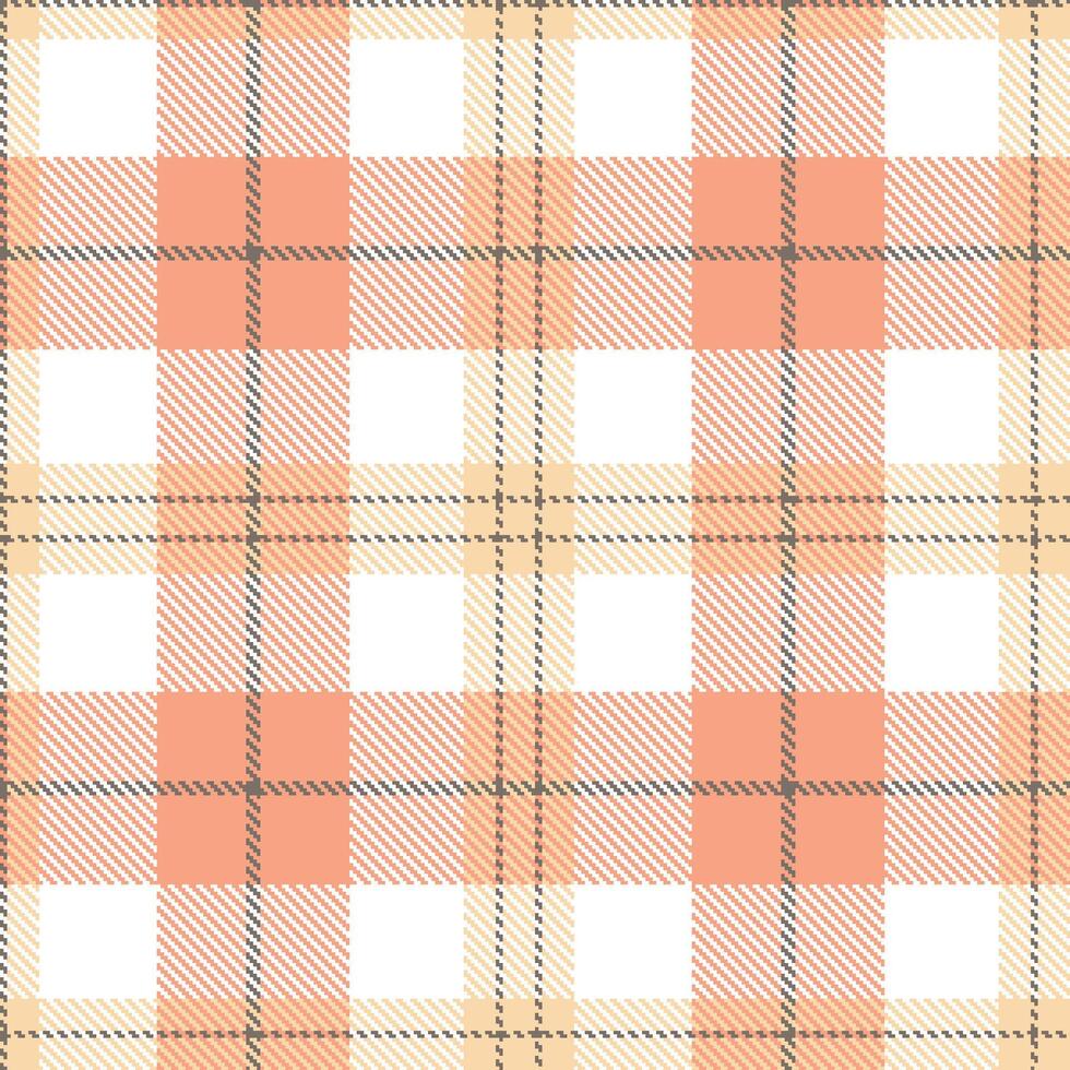 Pale Medium Grey Seamless Tartan with Cool Light Peach accents Textile Design vector