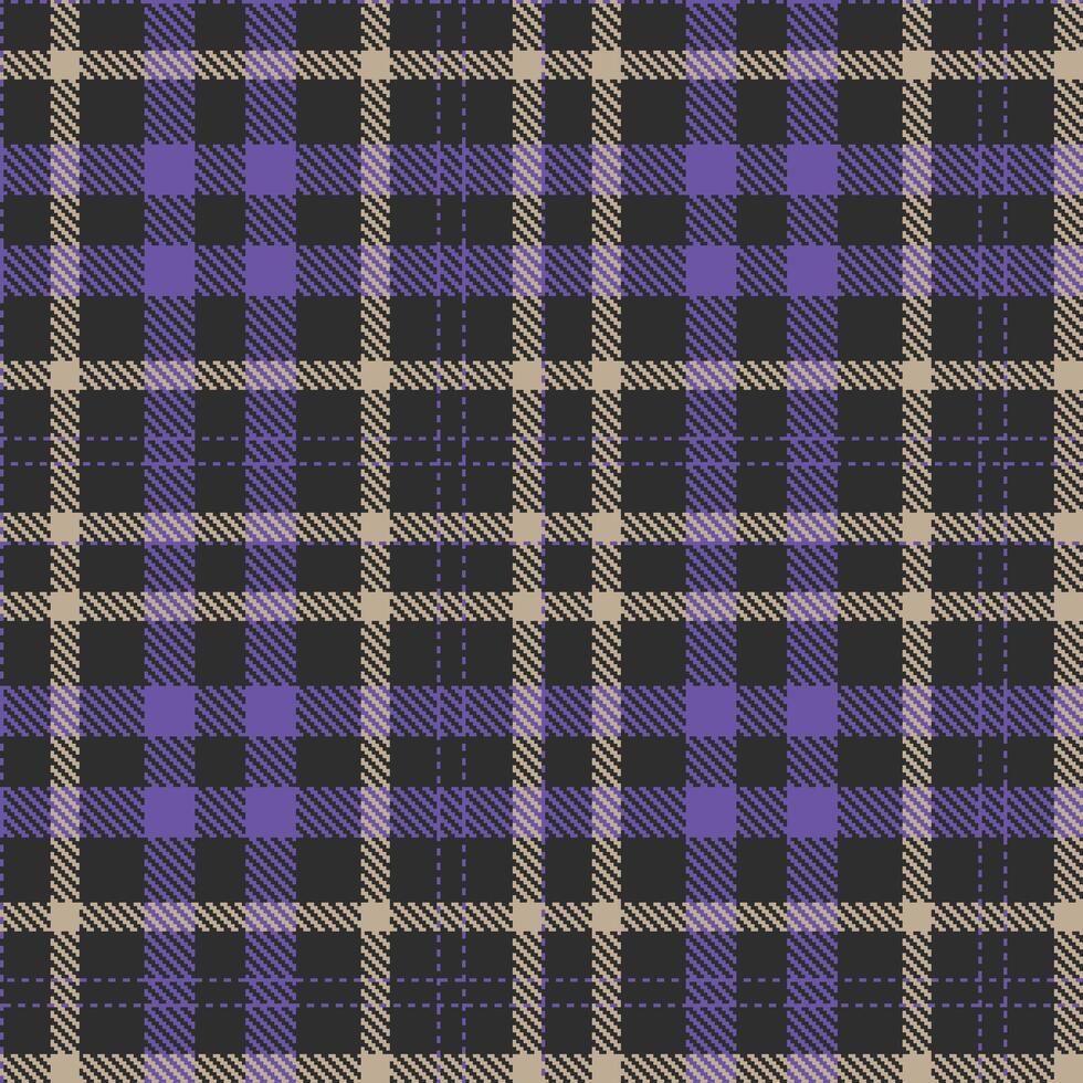 Pale Dark Grey and Dusty Bluey Purple Seamless Tartan Textile Design vector