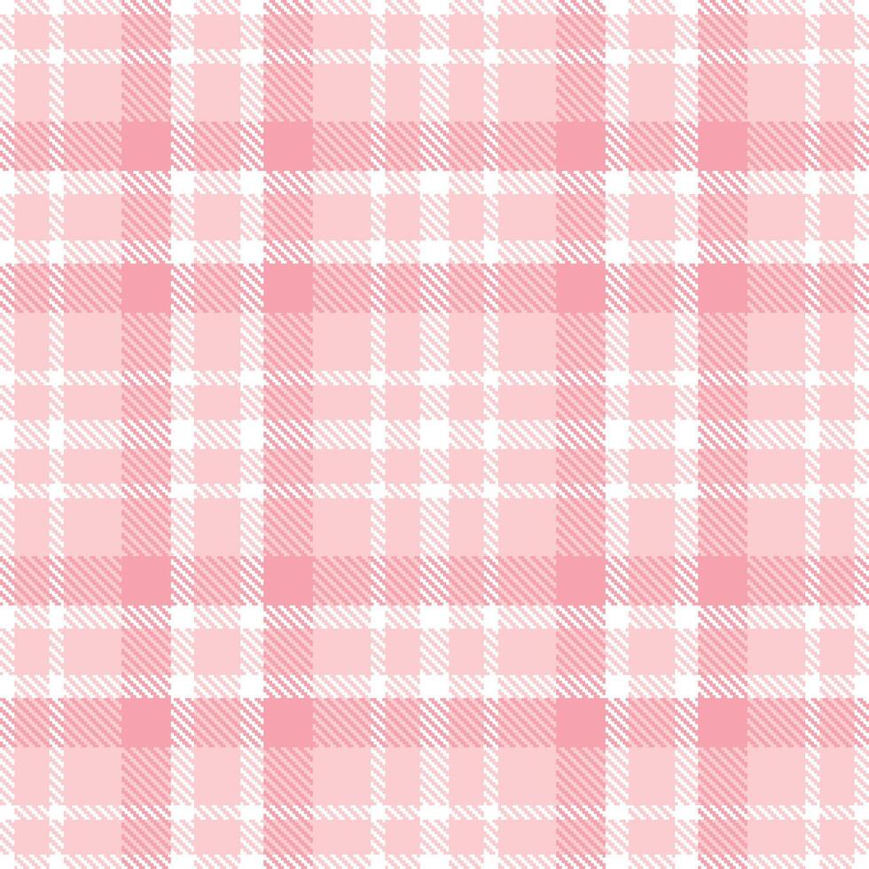 Pastel White Seamless Tartan with Soft Light Rose accents Textile Design vector