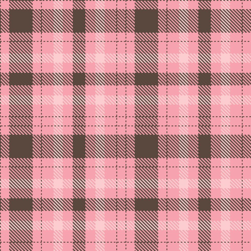 Neon Soft Pink and Rich Charcoal Grey Seamless Tartan Textile Design vector