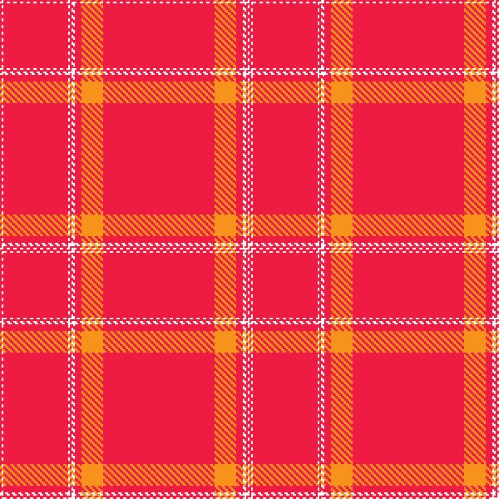 Vivid Neon Red Seamless Tartan with Dark White accents Textile Design vector