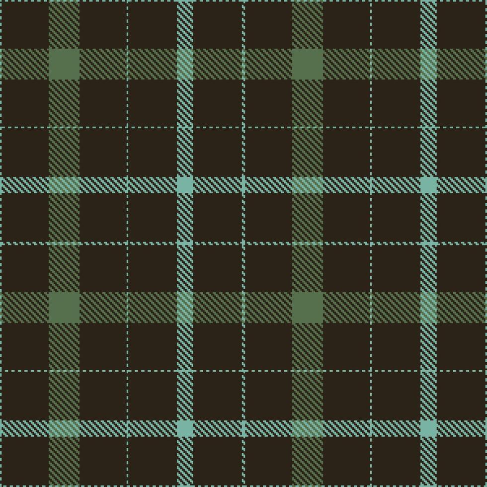 Smoky Dark Brown and Deep Greyish Teal Seamless Tartan Textile Design vector