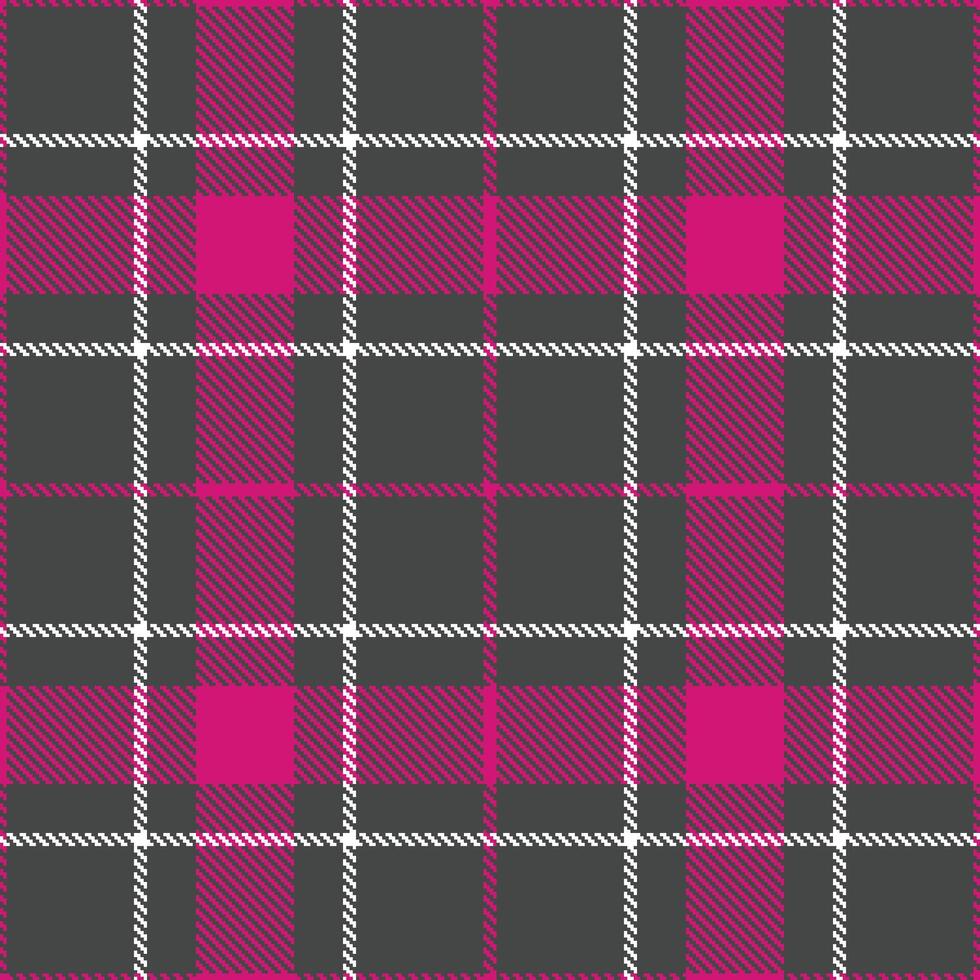 Rich Charcoal Grey Seamless Tartan with Warm Magenta accents Textile Design vector
