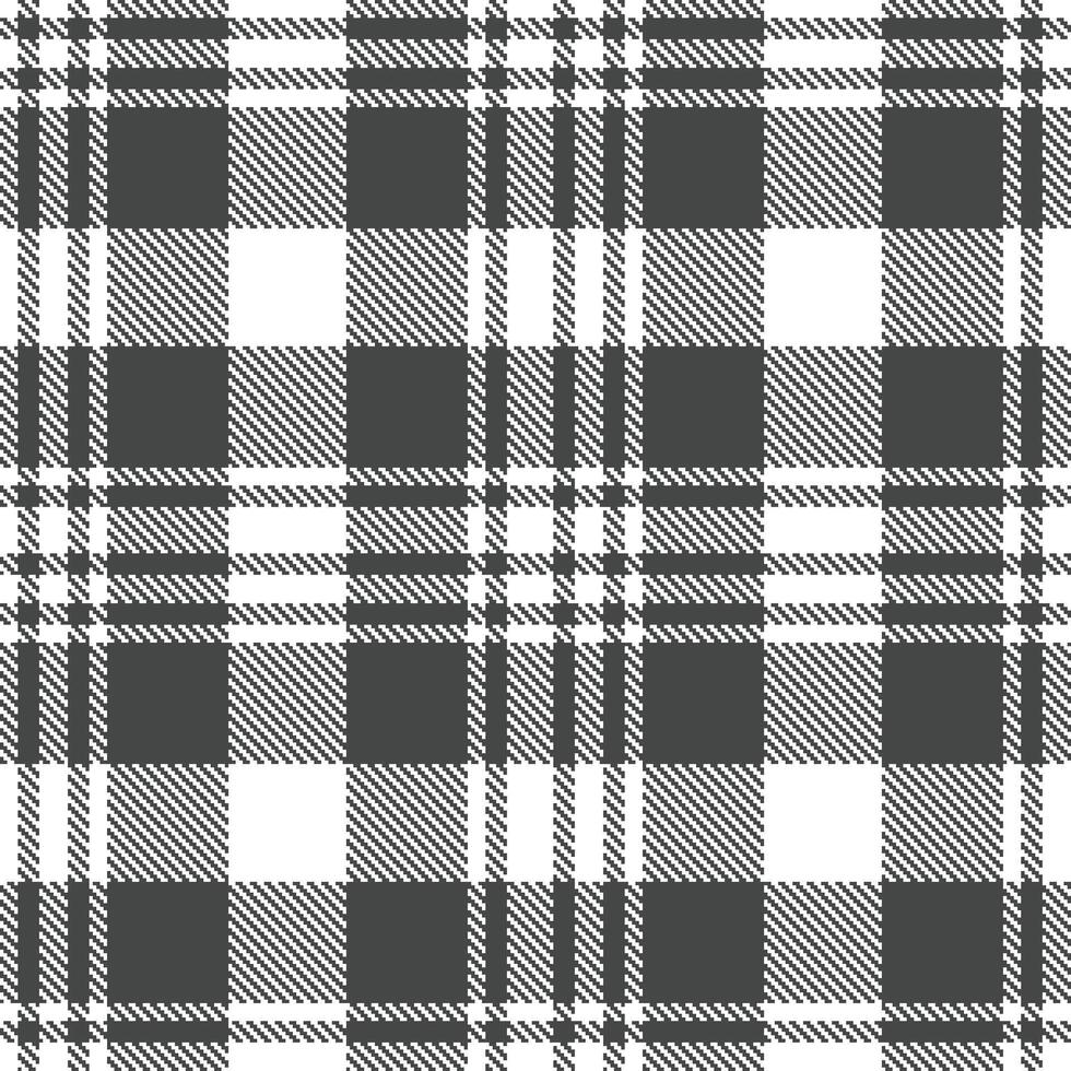 Vivid White Seamless Tartan with Deep Charcoal Grey accents Textile Design vector