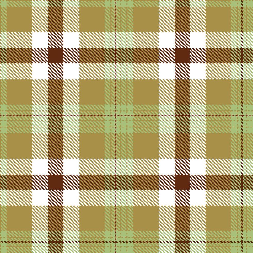 Deep Dark Tan Seamless Tartan with Dusty Tan Green accents Textile Design vector