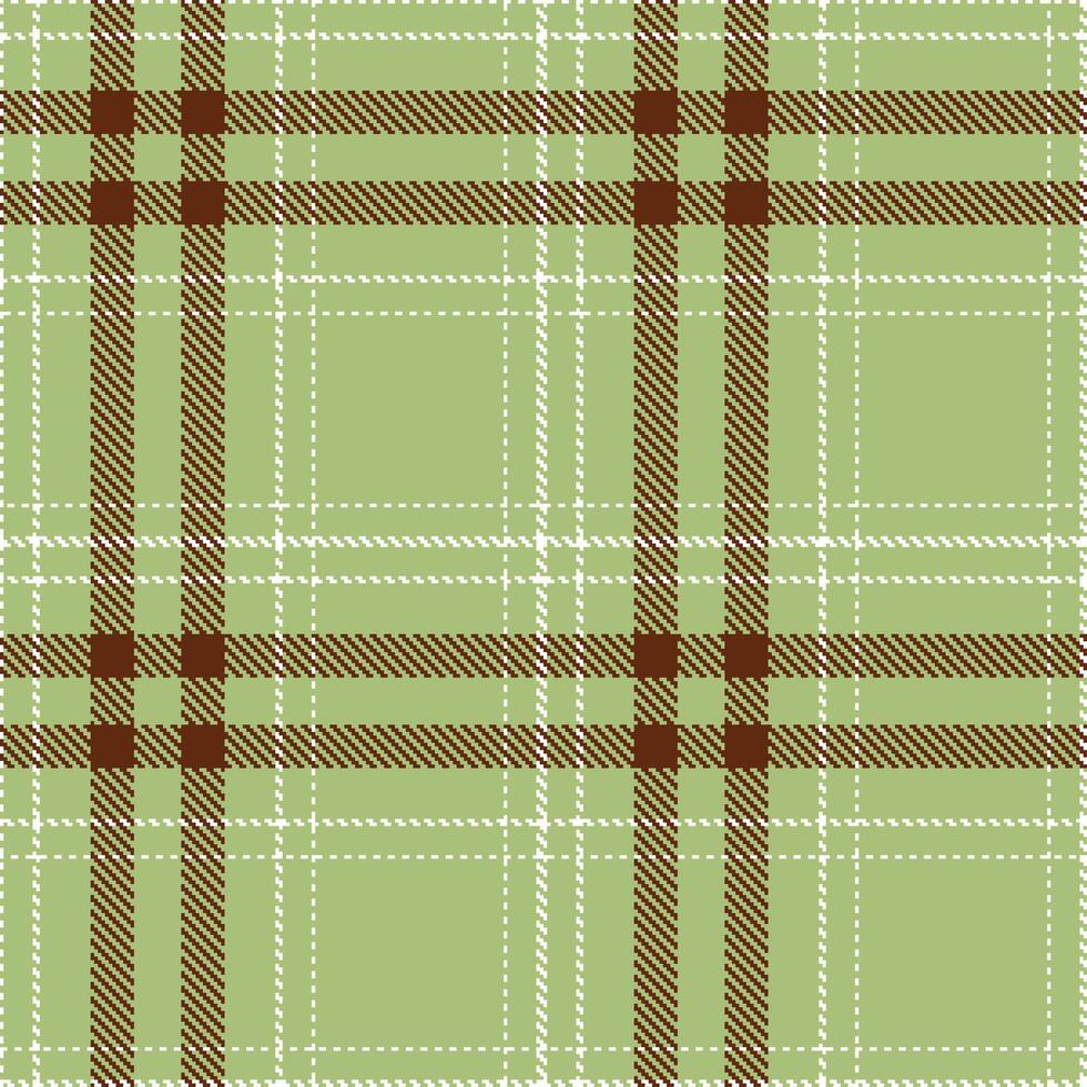 Deep Tan Green Seamless Tartan with Rich White accents Textile Design vector