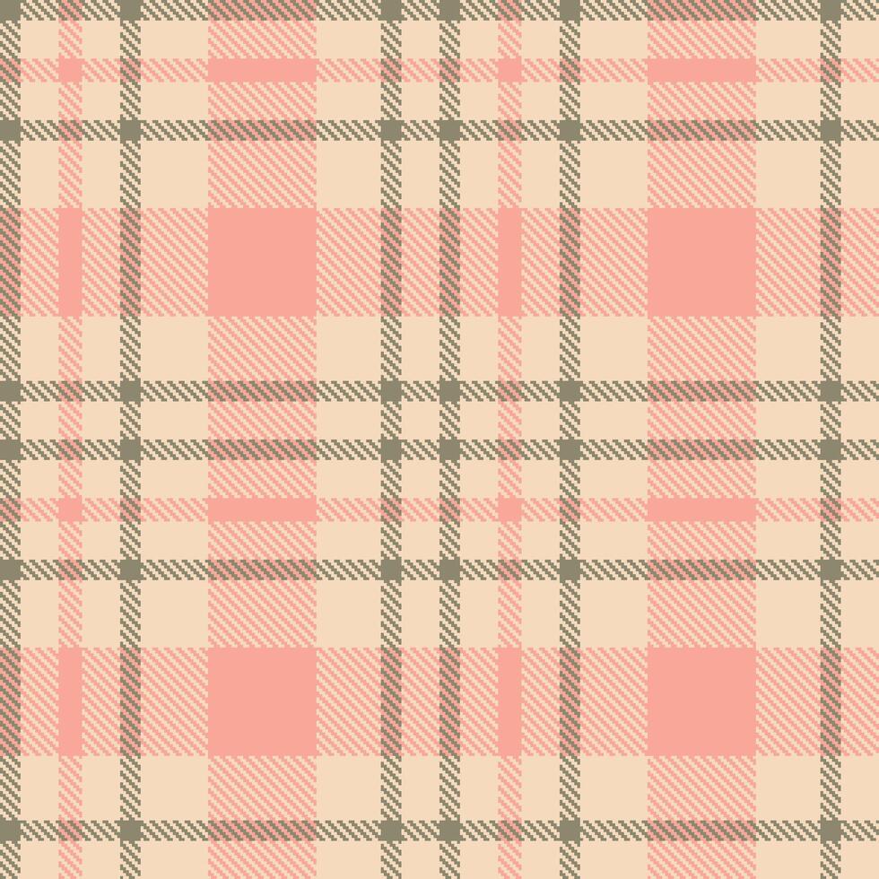 Smoky Light Peach and Vivid Brown Grey Seamless Tartan Textile Design vector