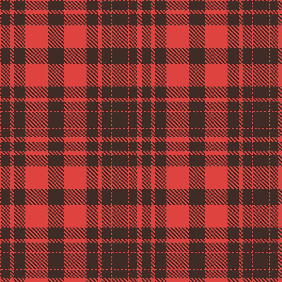 Bright Coral Seamless Tartan with Iridescent Dark Brown accents Textile Design vector