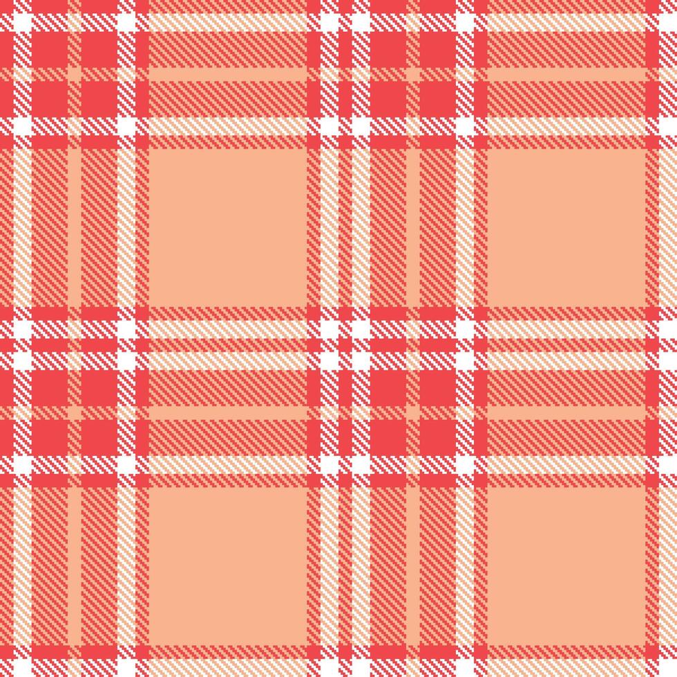 Smoky Light Red Seamless Tartan with Warm White accents Textile Design vector