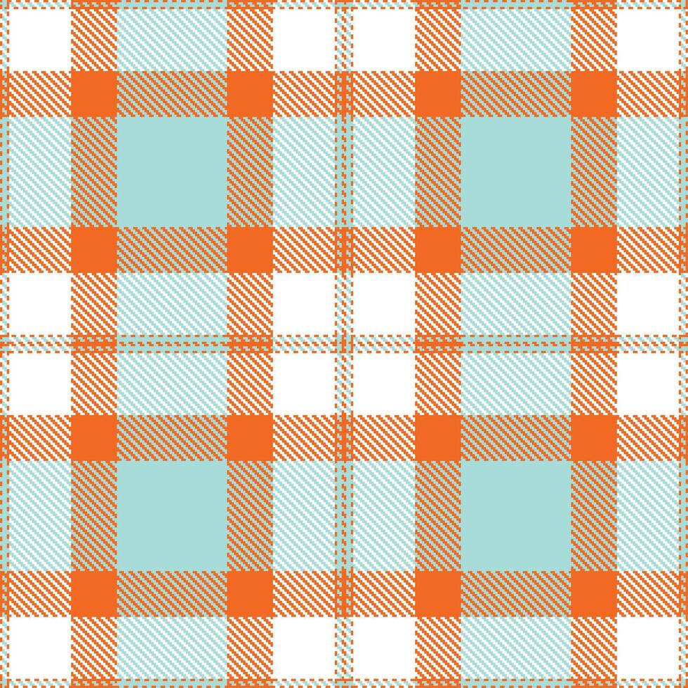 Rich Orange and Soft Duck Egg Blue Seamless Tartan Textile Design vector