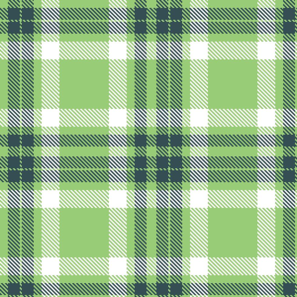 Rich Light Moss Green and Soft Dark Teal Seamless Tartan Textile Design vector