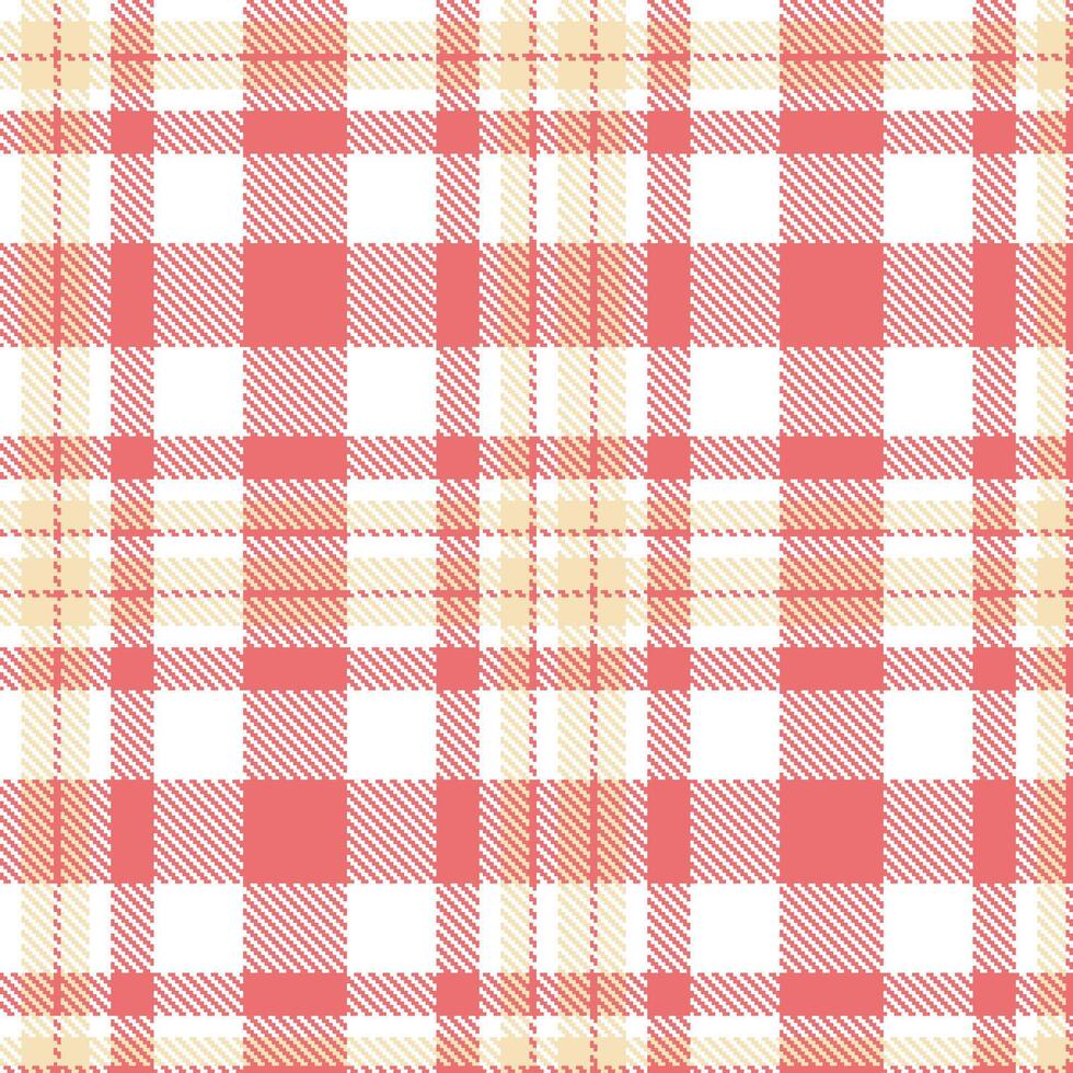 Neon White and Deep Salmon Pink Seamless Tartan Textile Design vector