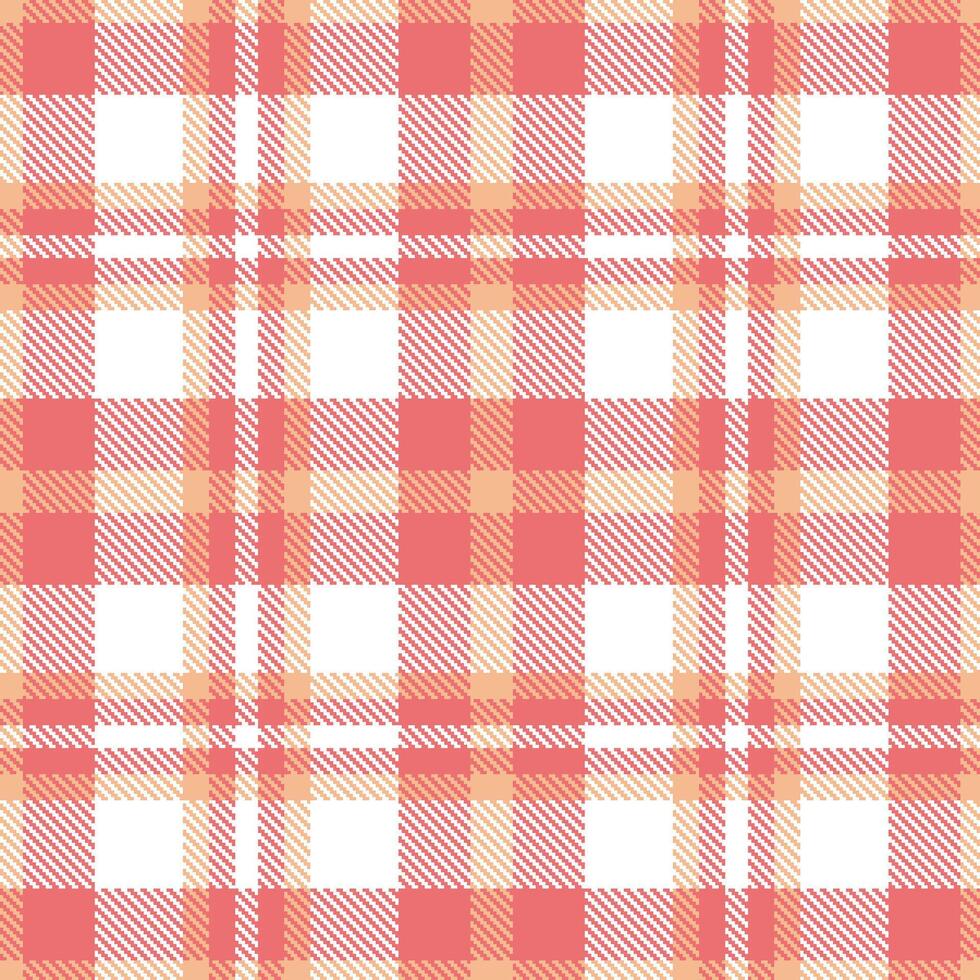 Cool Salmon Pink and Deep Peach Seamless Tartan Textile Design vector