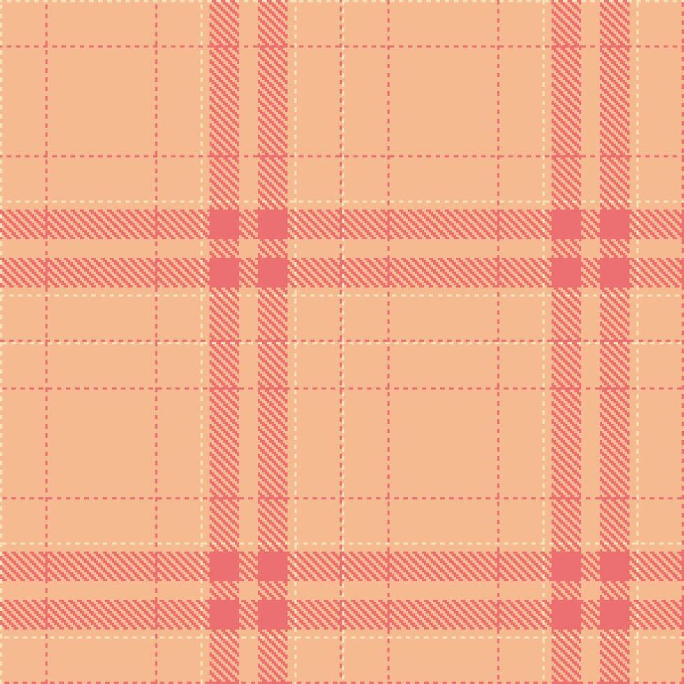 Modern Neon Peach Seamless Tartan Textile Design vector
