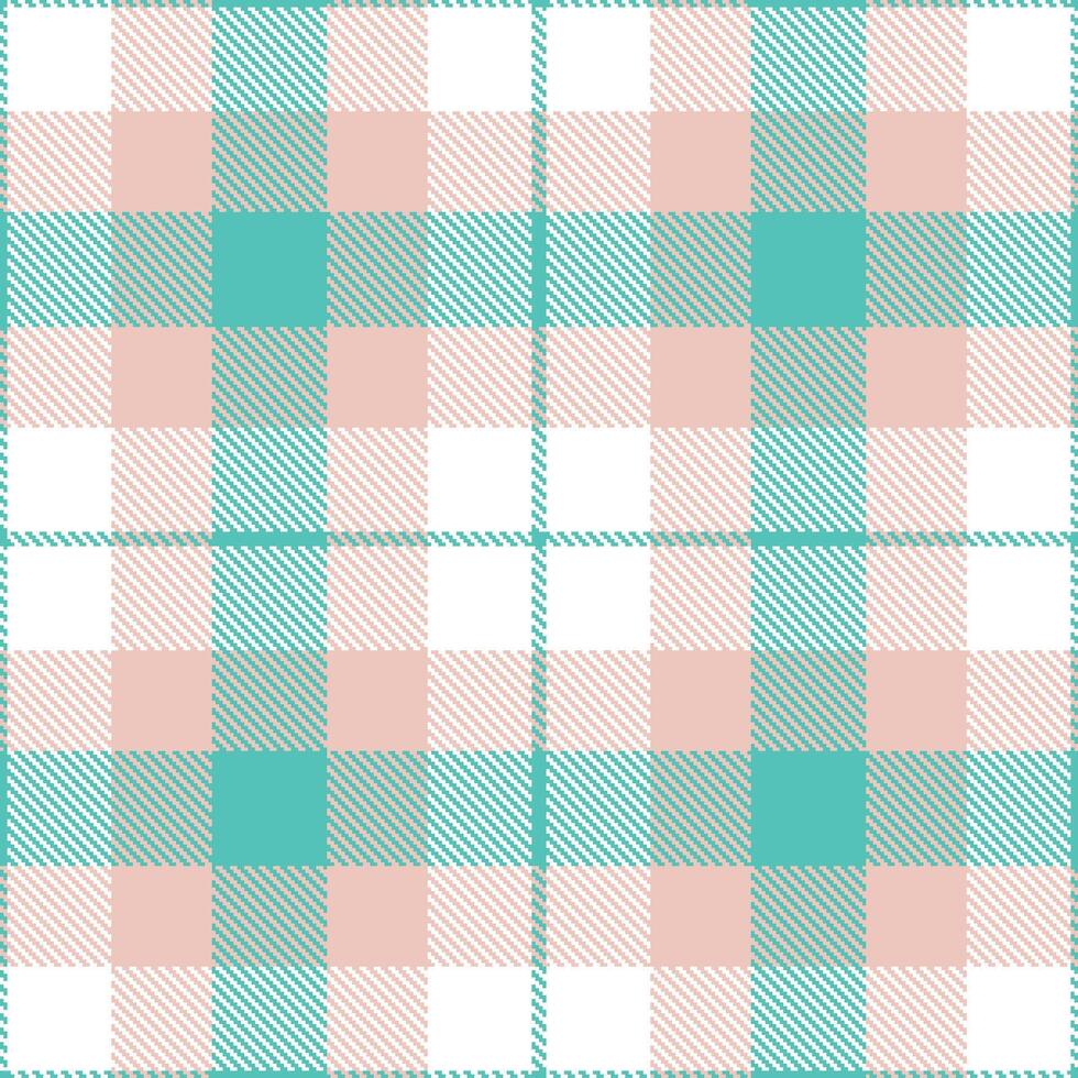 Cool Topaz Seamless Tartan with Bright White accents Textile Design vector