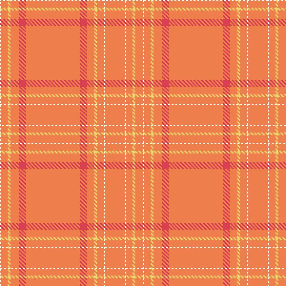 Modern Seamless Tartan in Bright Orangish tones Textile Design vector