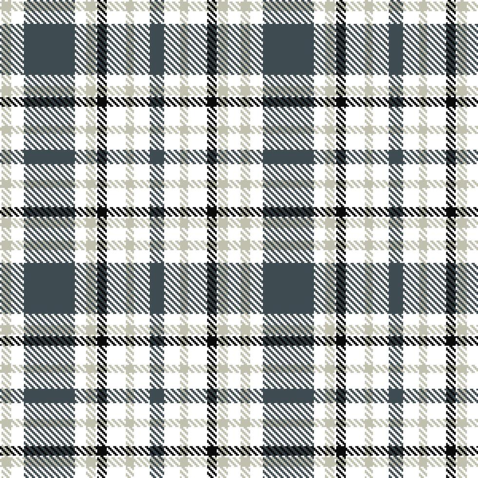 Rich White and Dark Silver Seamless Tartan Textile Design vector