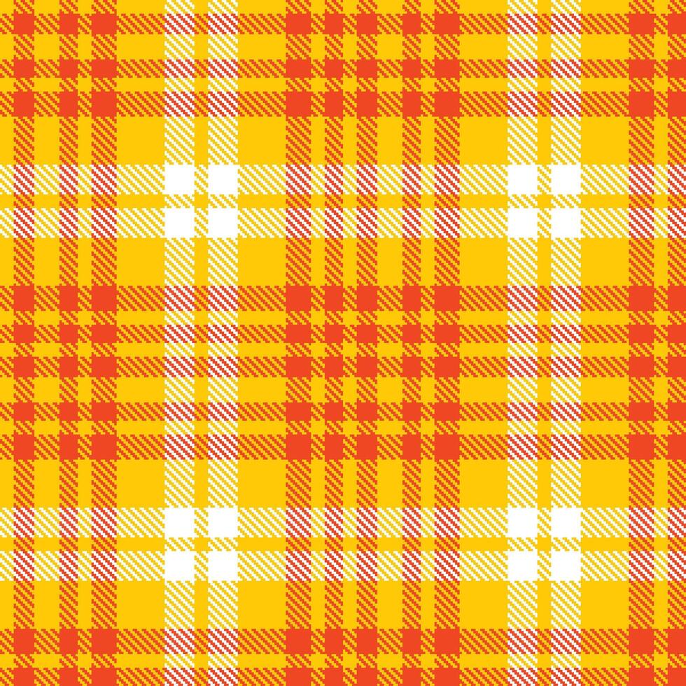 Warm Golden Yellow and Soft Orangered Seamless Tartan Textile Design vector