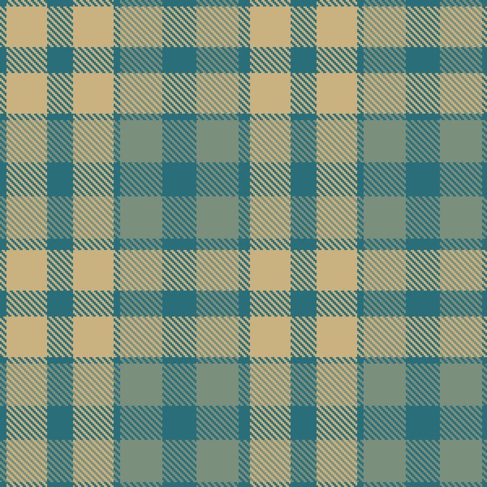 Dusty Petrol and Light Toupe Seamless Tartan Textile Design vector