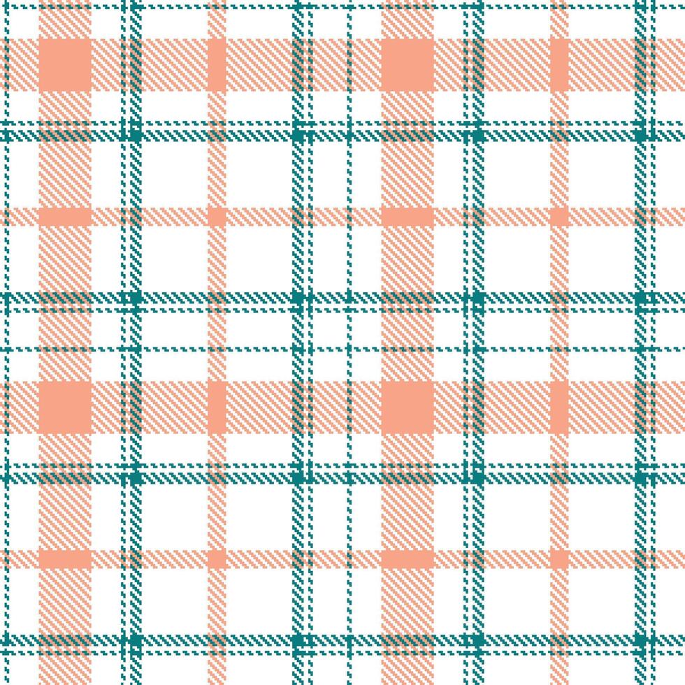 Warm White and Neon Deep Aqua Seamless Tartan Textile Design vector