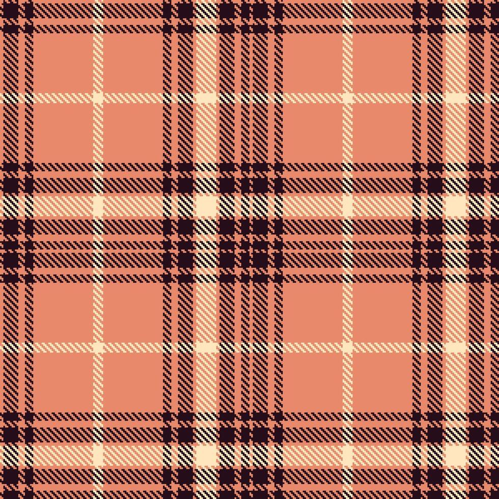 Rich Dark Peach and Dusty Very Dark Brown Seamless Tartan Textile Design vector