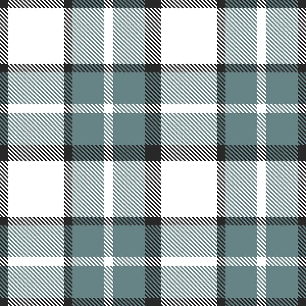 Deep Dark Grey and Neon White Seamless Tartan Textile Design vector