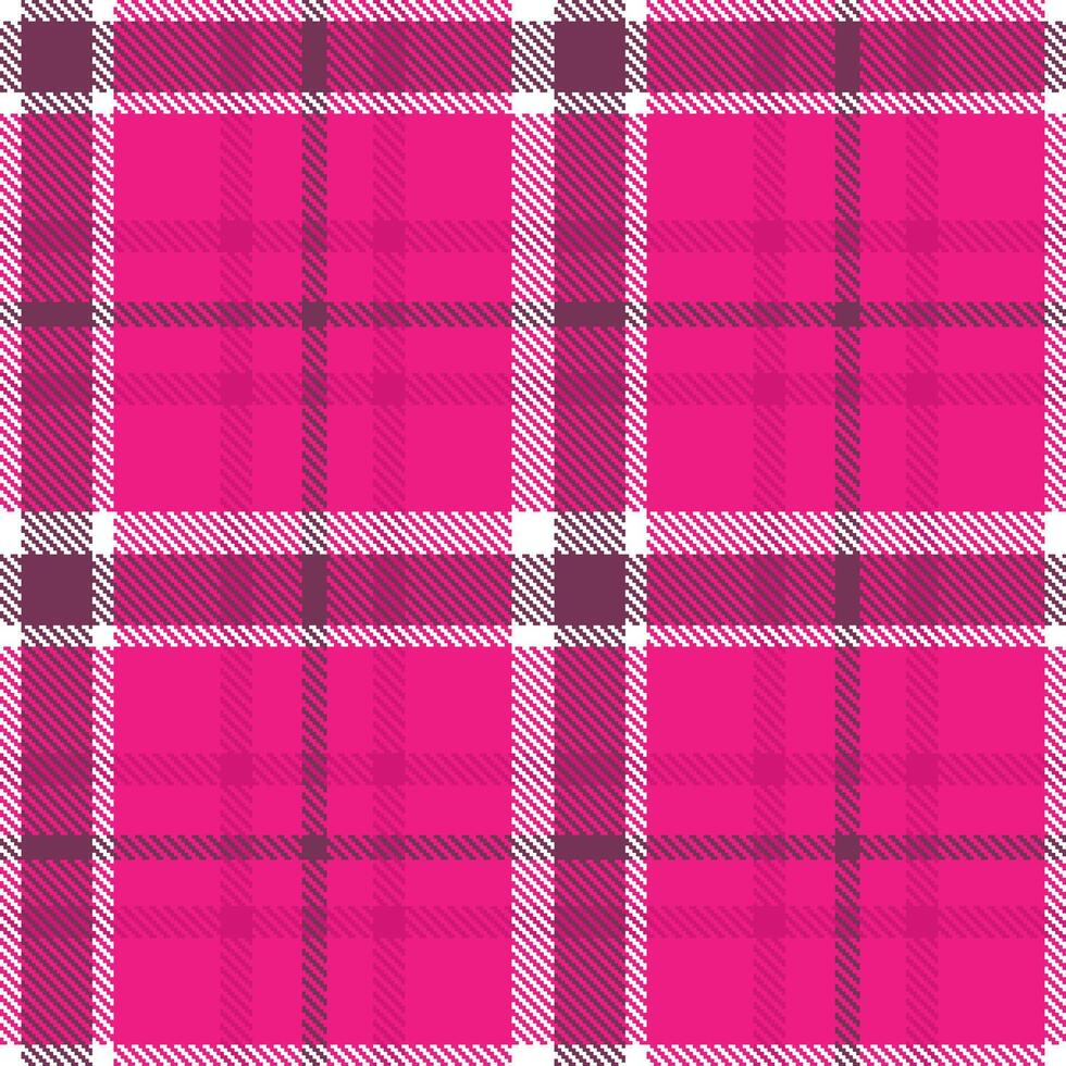 Modern Seamless Tartan in Muted Strong Pink tones Textile Design vector