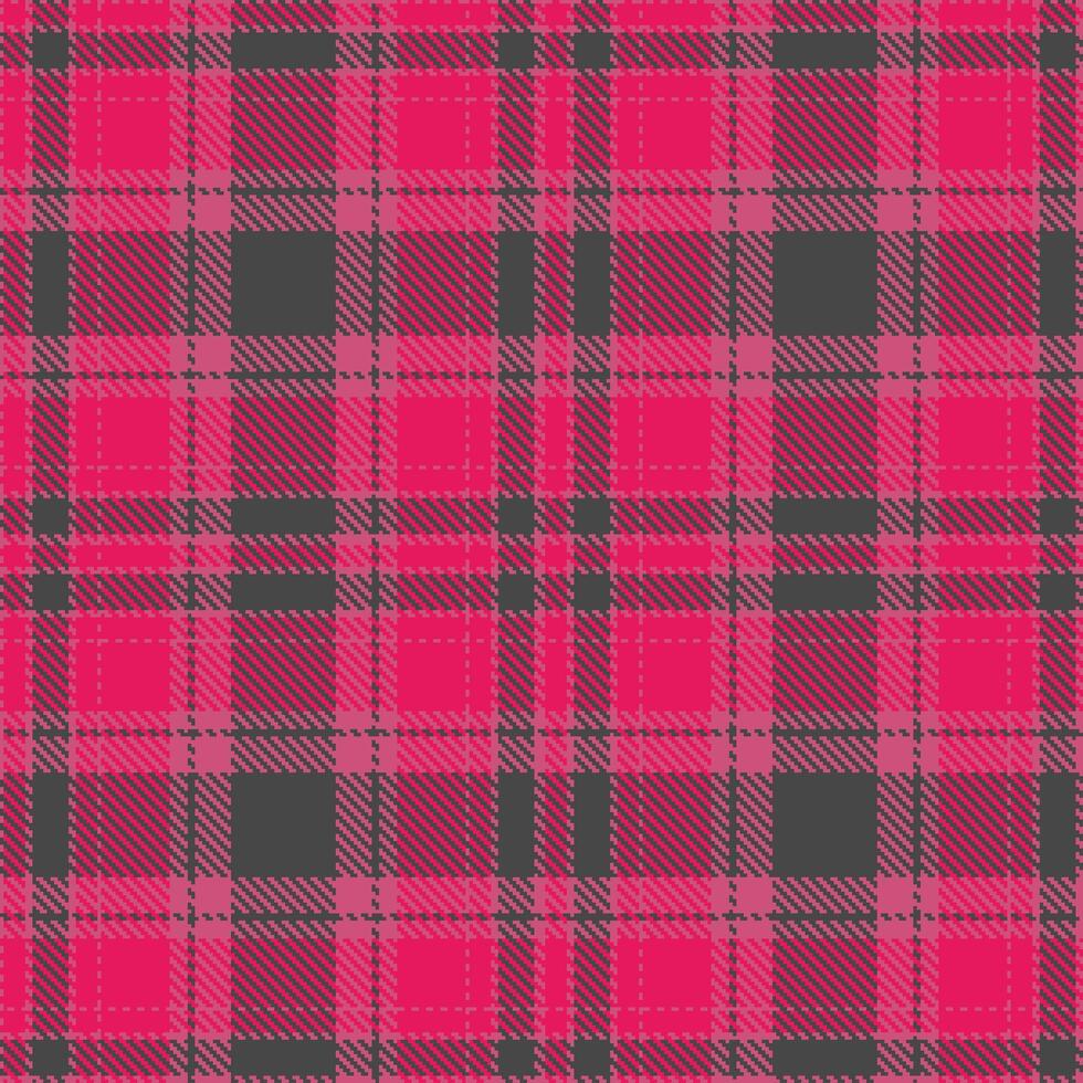 Modern Seamless Tartan in Neon Deep Rose tones Textile Design vector