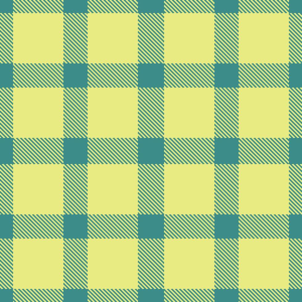 Neon Dusty Teal Seamless Tartan with Soft Yellowish Tan accents Textile Design vector