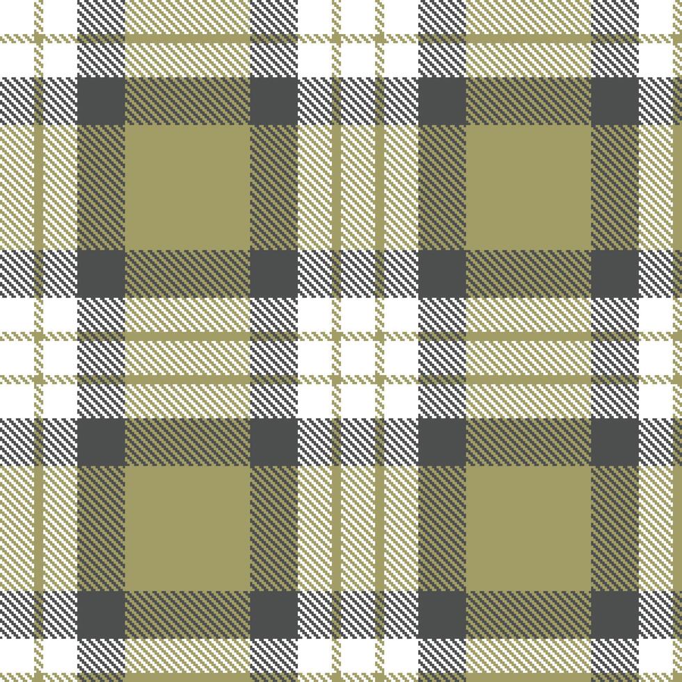 Light White Seamless Tartan with Bright Dark Khaki accents Textile Design vector