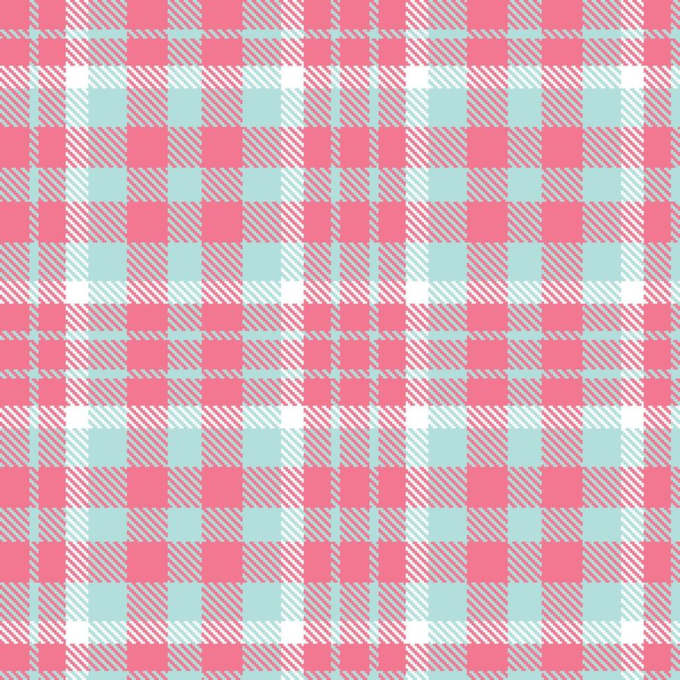 Muted Carnation and Light Duck Egg Blue Seamless Tartan Textile Design vector