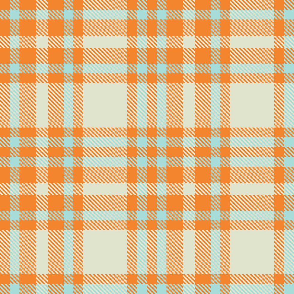 Dark Dusty Orange and Iridescent Duck Egg Blue Seamless Tartan Textile Design vector