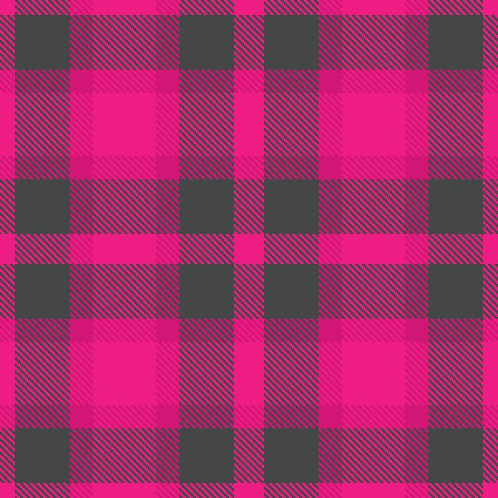Warm Strong Pink and Neon Charcoal Grey Seamless Tartan Textile Design vector