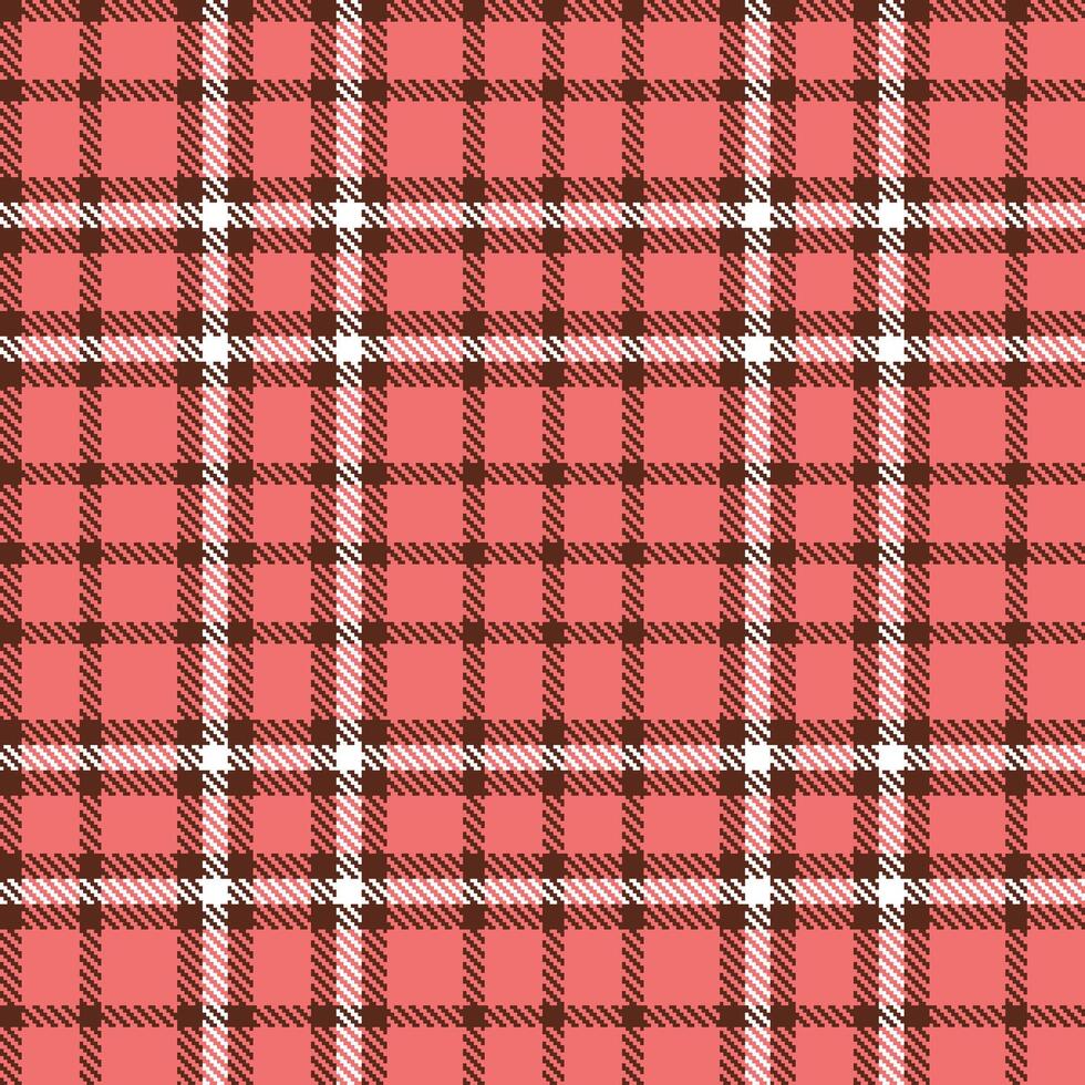 Light Chocolate Brown and Rich Salmon Pink Seamless Tartan Textile Design vector