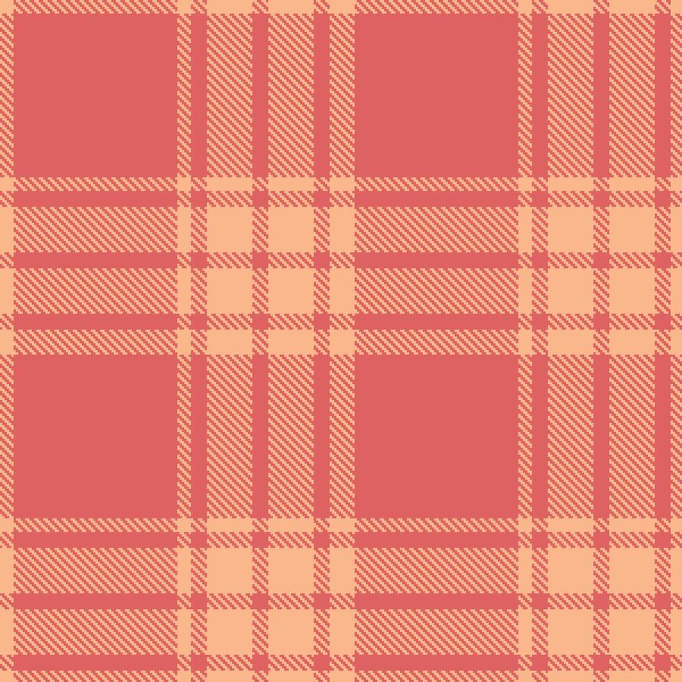 Soft Peach Seamless Tartan with Pastel Pastel Red accents Textile Design vector