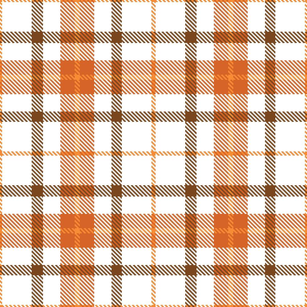 Warm White Seamless Tartan with Deep Dusty Orange accents Textile Design vector
