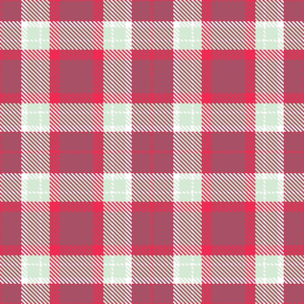 Neon Pinky Red and Vivid White Seamless Tartan Textile Design vector
