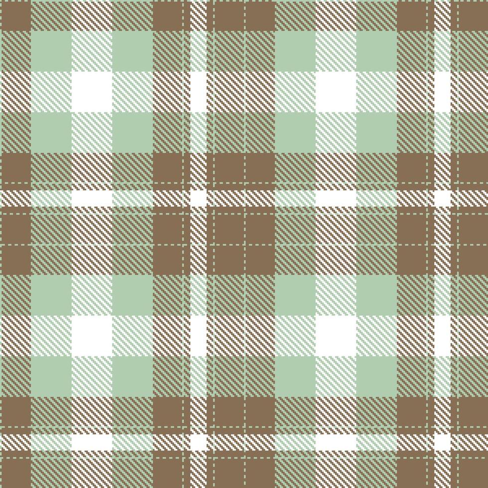 Light Greenish Grey and Dusty Dark Taupe Seamless Tartan Textile Design vector