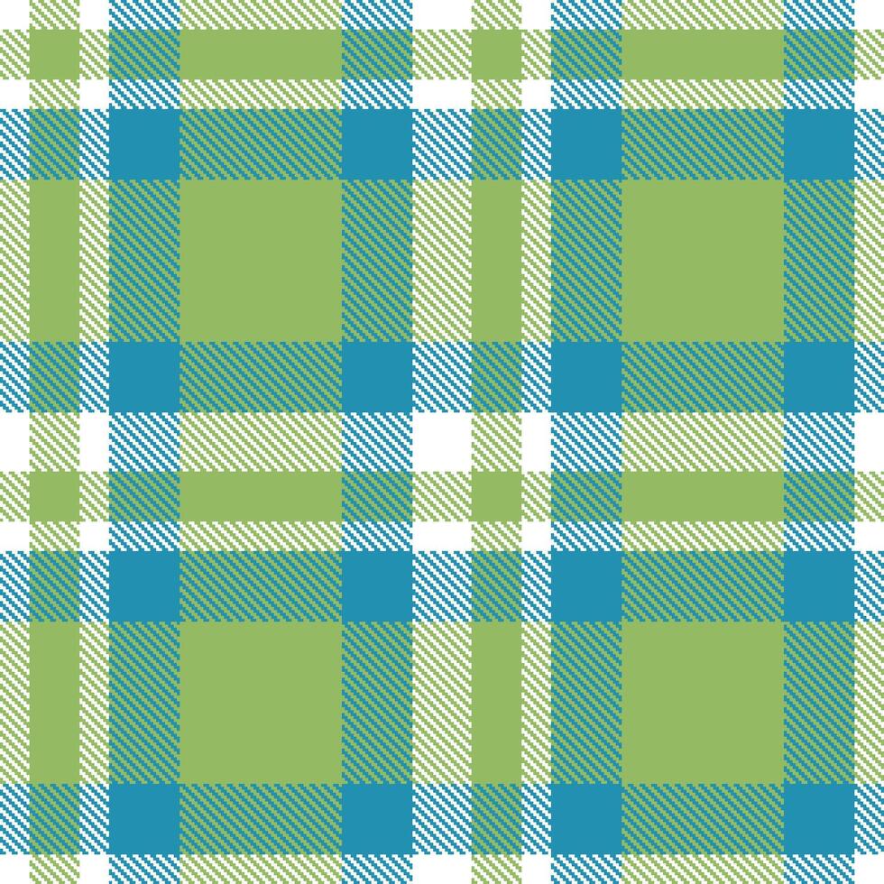 Soft White and Deep Light Moss Green Seamless Tartan Textile Design vector