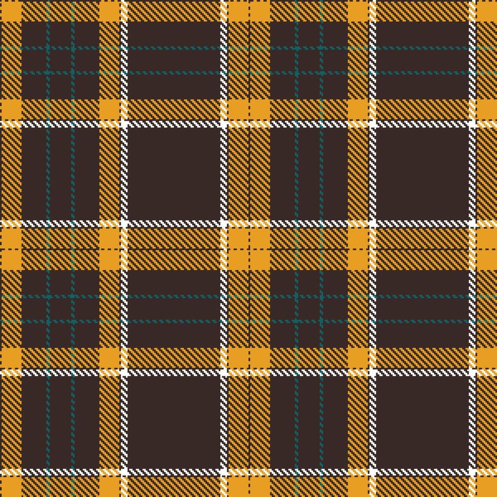 Dark Dark Brown Seamless Tartan with Pastel Squash accents Textile Design vector