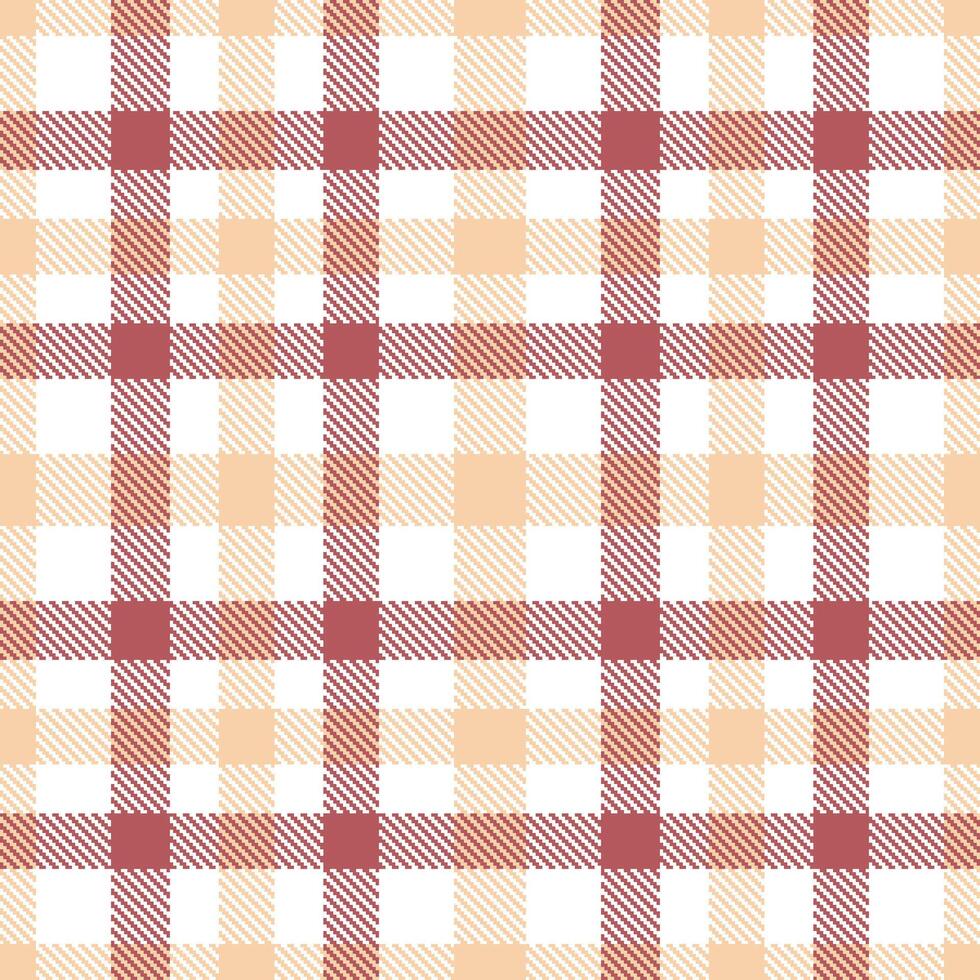 Muted White Seamless Tartan with Vivid Light Peach accents Textile Design vector