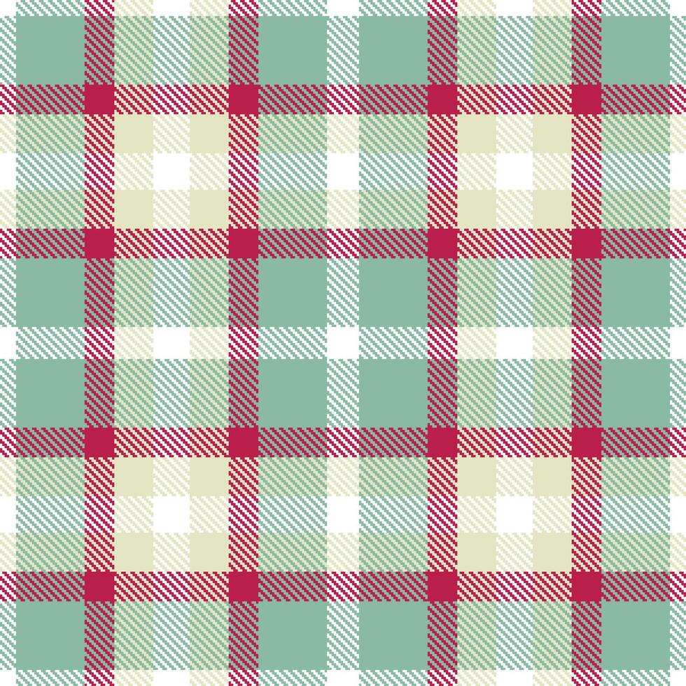 Warm White Seamless Tartan with Deep Pale Teal accents Textile Design vector