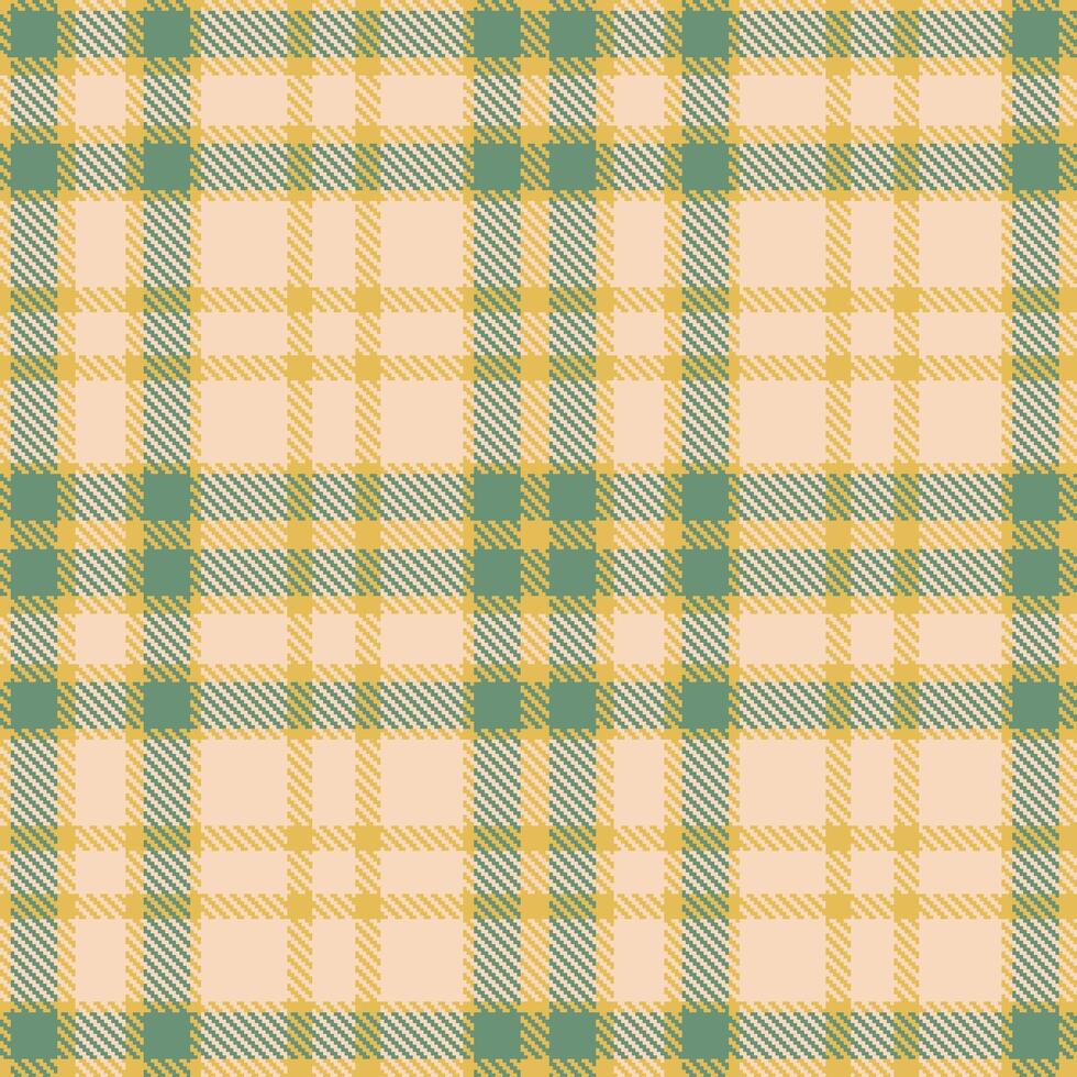 Neon Light Mustard Seamless Tartan with Warm Light Peach accents Textile Design vector
