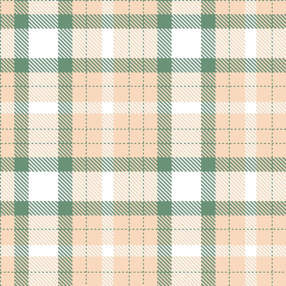 Cool Slate Green and Pastel Light Peach Seamless Tartan Textile Design vector