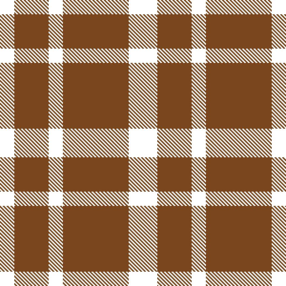 Rich White Seamless Tartan with Muted Milk Chocolate accents Textile Design vector