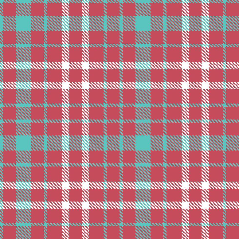 Neon Dusty Red and Bright Topaz Seamless Tartan Textile Design vector