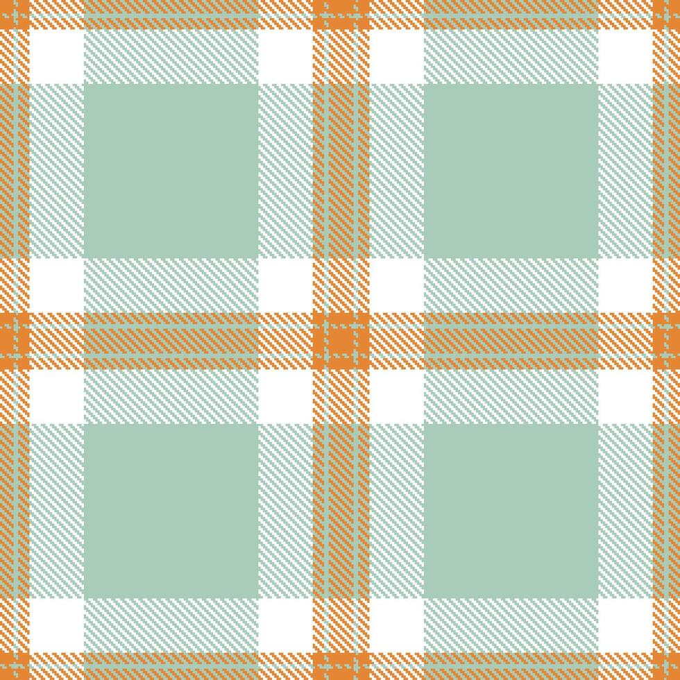 Pastel Dusty Orange and Light Pale Teal Seamless Tartan Textile Design vector
